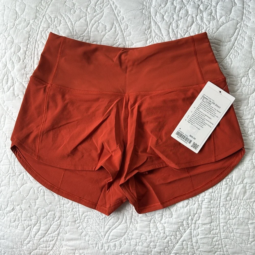 NWT Lululemon Speed Up High Rise Lined Short 2.5" Orange Brown Autumn Rust Sz 4 - Picture 2 of 7